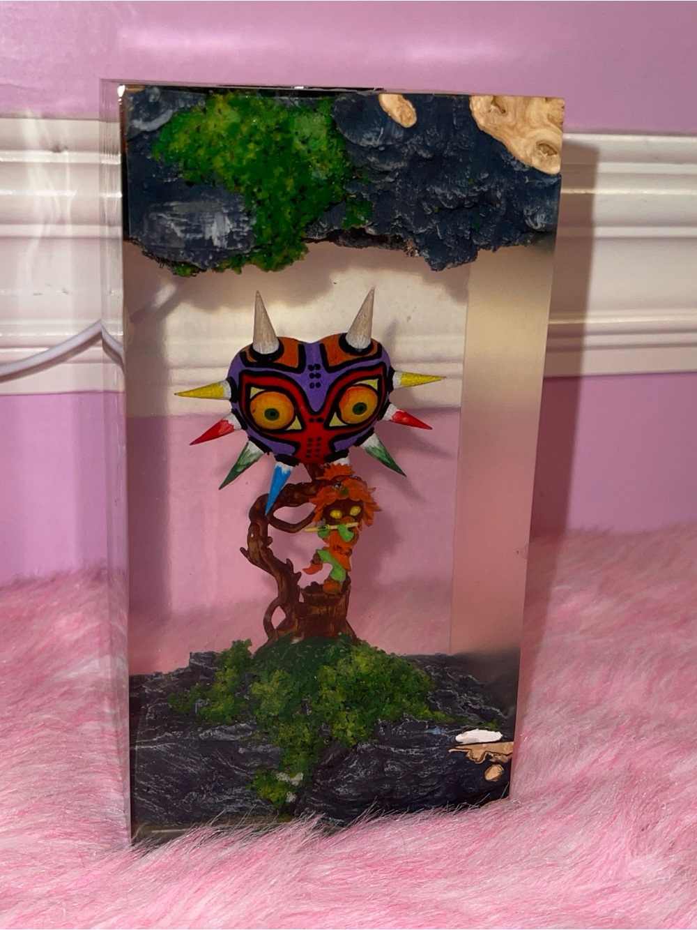 Legend of Zelda majoras mask skull kid led resin night light lamp light wood